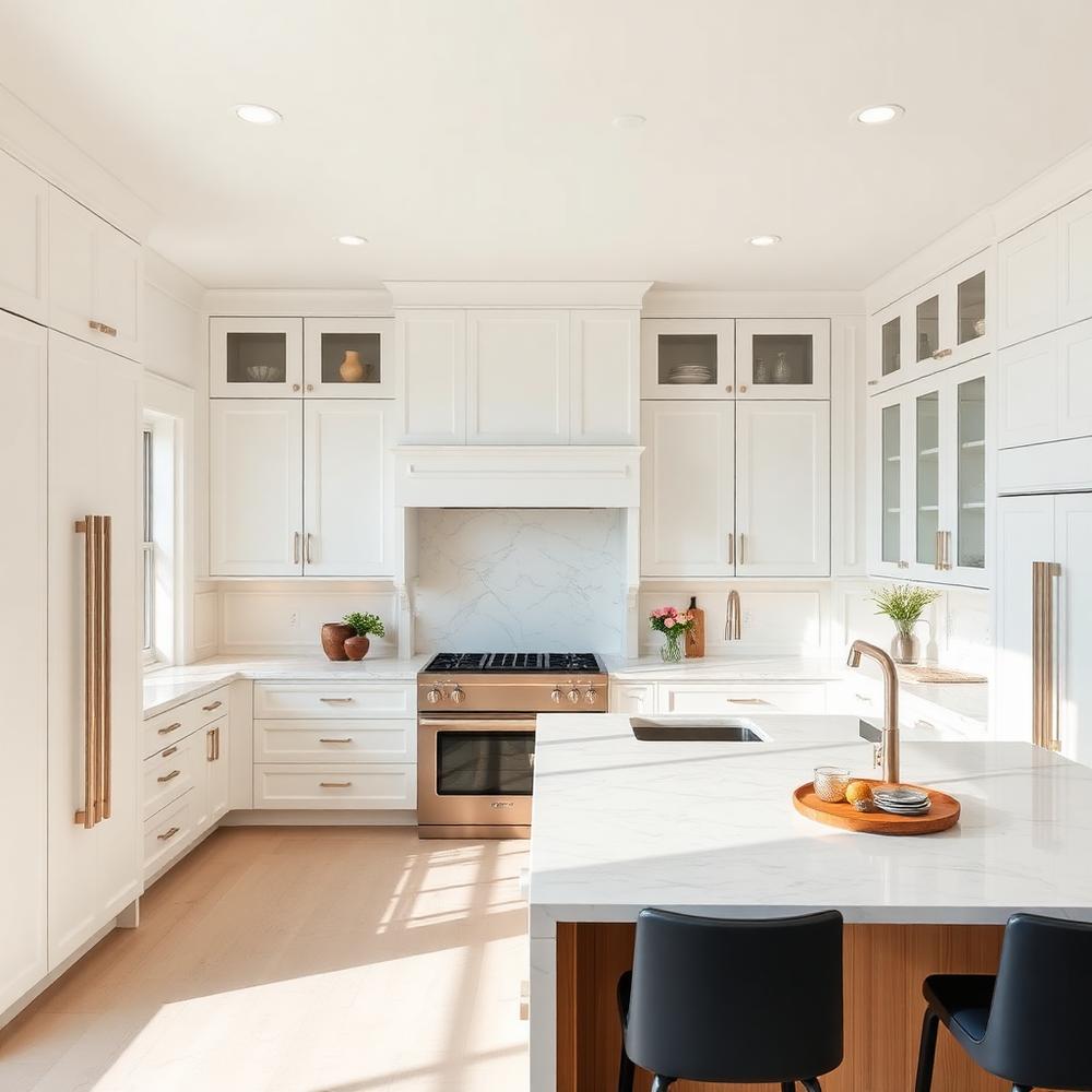 Newly remodeled kitchen with custom cabinetry and island