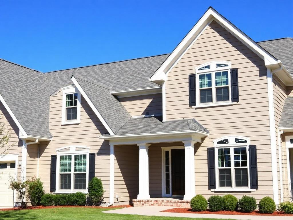 Home exterior with newly installed roofing and siding