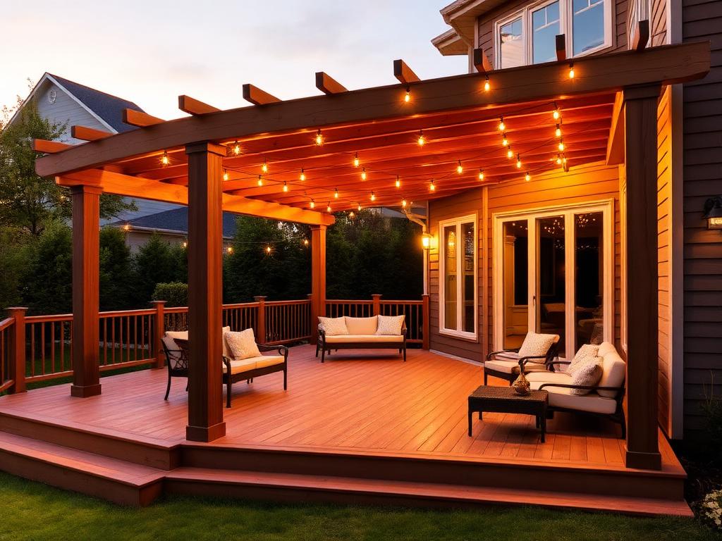 Newly built backyard deck and outdoor living space